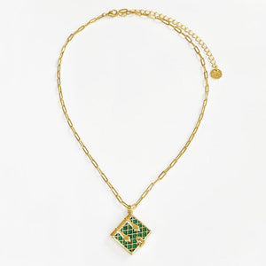 Secret Diary Book Locket (Emerald) - Gold